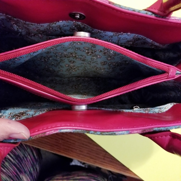 Plaid bag tote bag blue pink,zippers - Picture 6 of 6